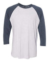 Next Level 6051 - Whites & Neutrals - Indigo Sleeves/ Heather White Body