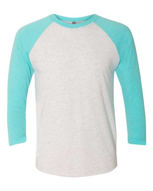 Next Level 6051 - Whites & Neutrals - Tahiti Blue Sleeves/ Heather White Body
