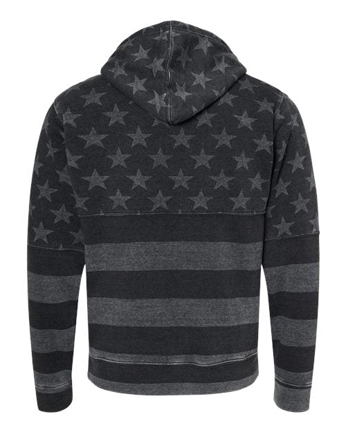 J. America 8871 - Blacks & Grays - Black Stars & Stripes Triblend Back