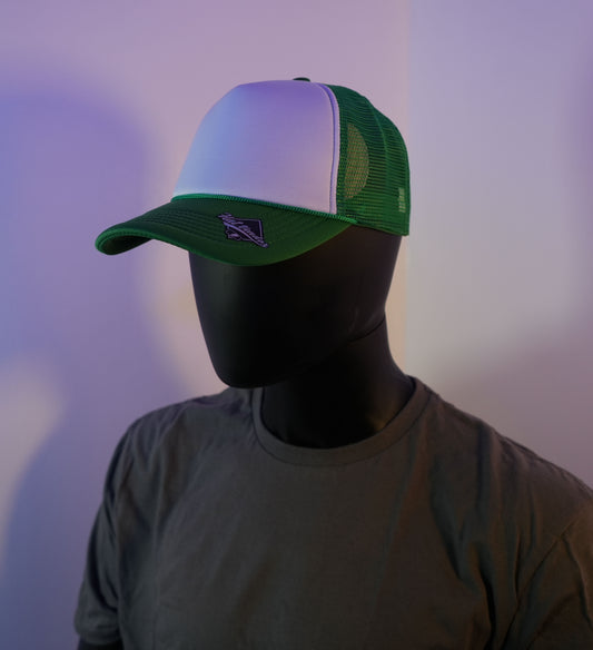 Premium Trucker White Front / Green Hat