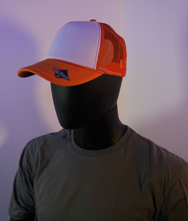 Premium Trucker White Front / Orange Hat