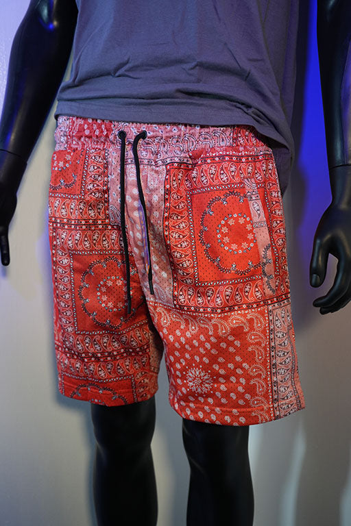 Red Bandana Mesh Shorts