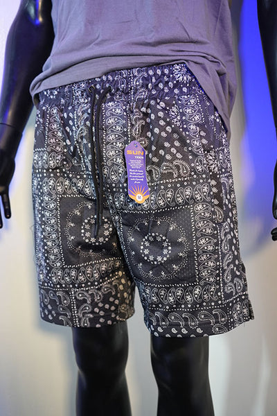 Black Bandana Mesh Shorts